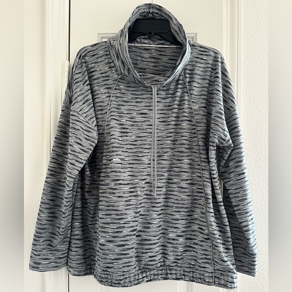 Talbots Sweaters - T by Talbots Women's Grey Space Dye Cowl Neck Sweatshirt, Zip Pockets, Size XLP